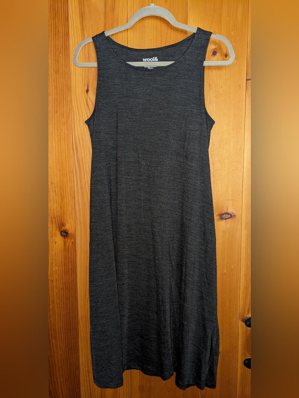 Wool& Wool Tencel blend Camellia Dress Long Medium Like New Charcoal